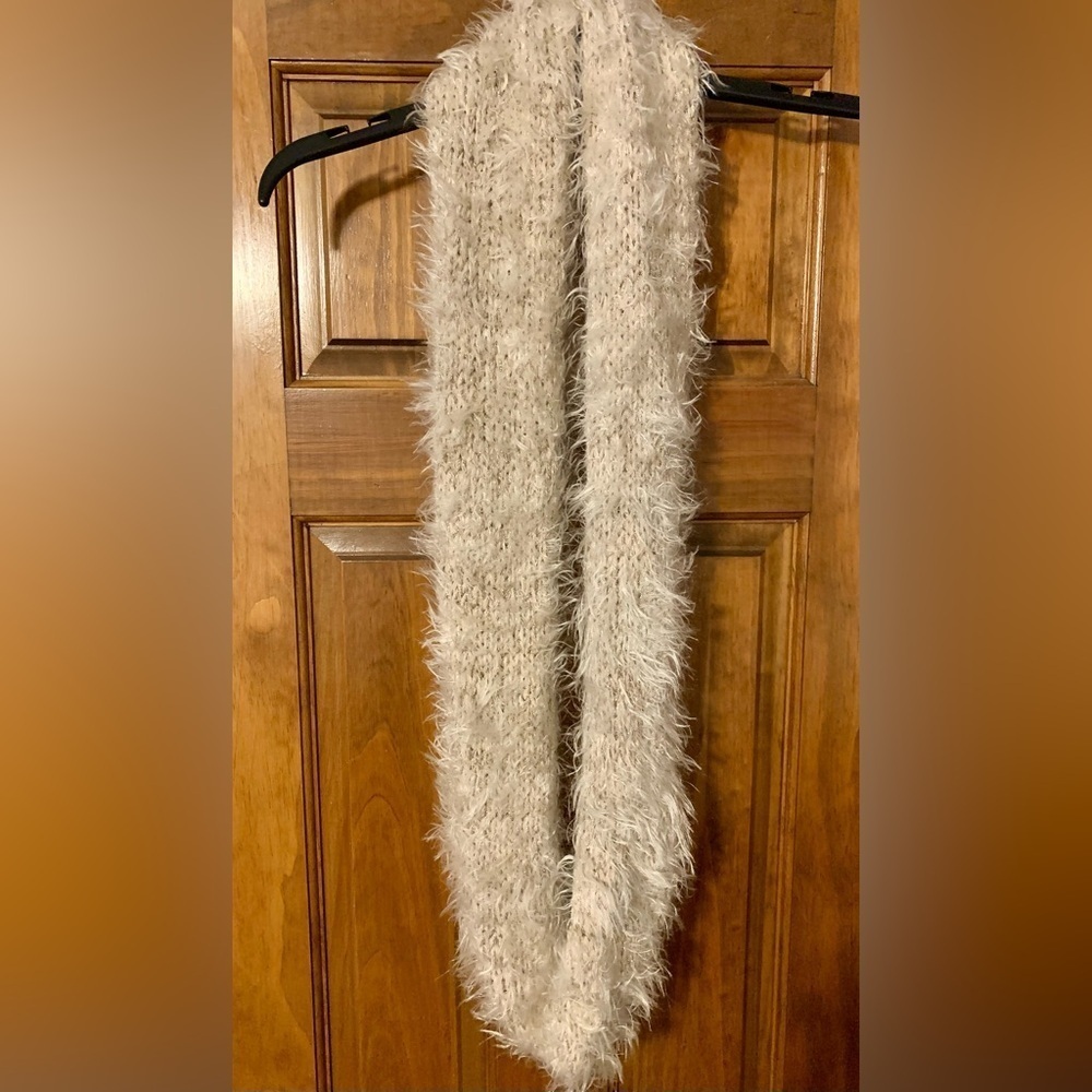 Collectioneighteen Soft Cream with Silver Sparkles Infinity Scarf